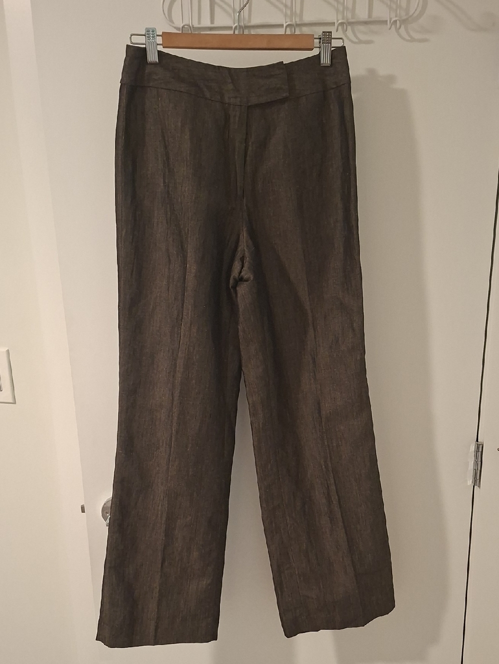David N. Chocolate Brown Wide/Straight-leg Linen & Rayon Lined Pants (US 4/28)